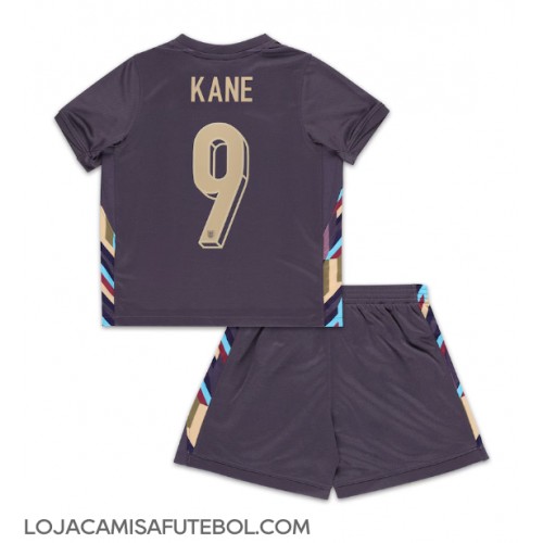 Camisa de Futebol Inglaterra Harry Kane #9 Equipamento Secundário Infantil Europeu 2024 Manga Curta (+ Calças curtas)